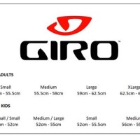 Giro Bike Helmet Size Chart