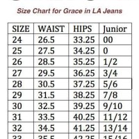 Grace In La Jeans Size Chart Australia