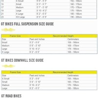 Gt Bicycles Size Chart