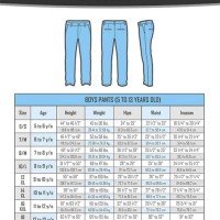 Guys Pants Size Chart