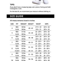 Husky Jeans Size Chart