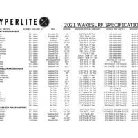 Hyperlite Wakesurf Board Size Chart