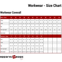 Ies Mens Coveralls Size Chart