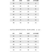 J Ferrar Suit Size Chart