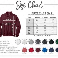 Jerzees 1 4 Zip Sweatshirt Size Chart