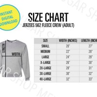 Jerzees Crewneck Sweatshirt Size Chart