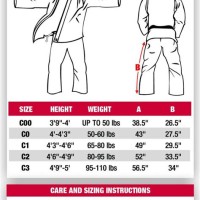 Jiu Jitsu Uniform Size Chart