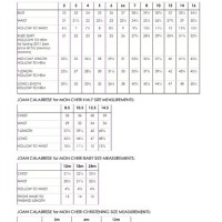 Joan Calabrese Mon Cheri Size Chart