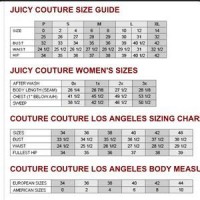 Juicy Couture Clothing Size Chart