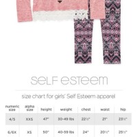 Kohls Self Esteem Size Chart