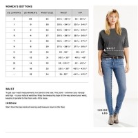 Levi S 721 Size Chart