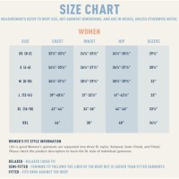 Lifestyle Size Chart