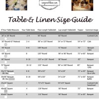 Linen Size Chart For Tables