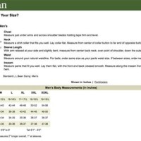 Ll Bean Mens Jacket Size Chart