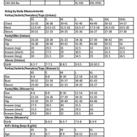 Marmot Jacket Size Chart