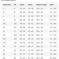 Men S Shirt Size Chart Us