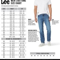 Mens Jeans Size Chart