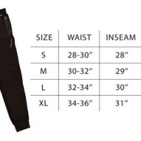 Mens Jogger Pants Size Chart