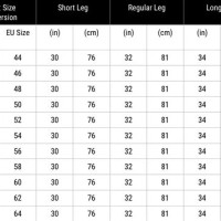 Mens Trousers Size Chart Uk