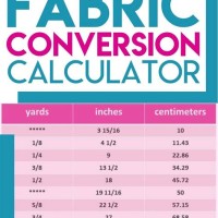 Metric Conversion Chart For Fabric And Sewing