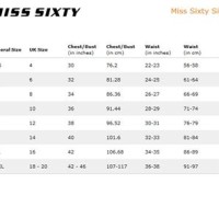 Miss Sixty Clothing Size Chart