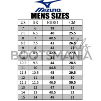 Mizuno Shoe Size Chart Brazil