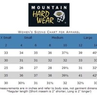 Mountain Hardwear Size Chart