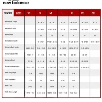 New Balance Clothing Size Chart