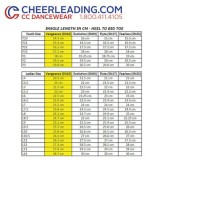 Nfinity Vengeance Cheer Shoes Sizing Chart