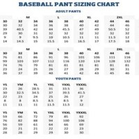 Nike Baseball Pants Size Chart