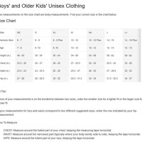 Nike Boy Clothing Size Chart