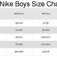 Nike Boys Shorts Size Chart