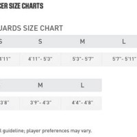 Nike J Guard Soccer Shin Guards Size Chart