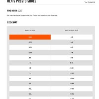 Nike Presto Size Chart