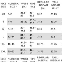 Nike Yoga Pants Size Chart