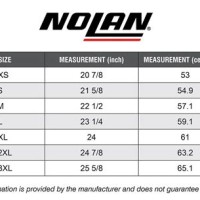 Nolan N44 Size Chart