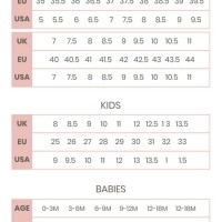 Pink Shoe Size Chart