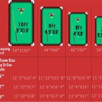 Pool Table Sizes Chart