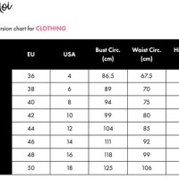 Pour Moi Size Chart