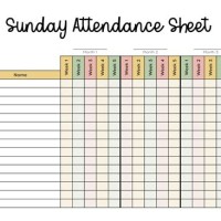 Printable Sunday Attendance Chart