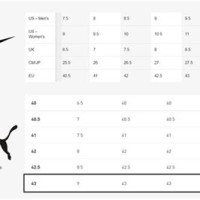 Puma Vs Nike Size Chart