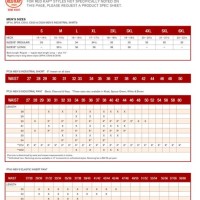 Red Kap Clothing Size Chart