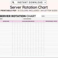 Restaurant Hostess Seating Chart