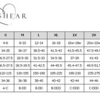 Rhonda Shear Size Chart