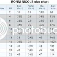 Ronni Nicole Dress Size Chart