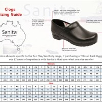 Sanita Clogs Size Chart Conversion