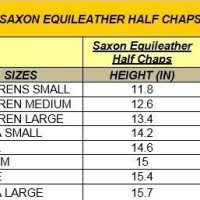 Saxon Equileather Half Chaps Size Chart