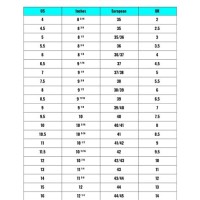 Shoe Size Chart Cm