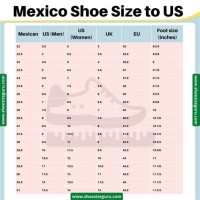 Shoe Size Conversion Chart Mexico Us