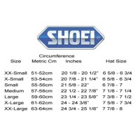 Shoei Rf 1100 Size Chart